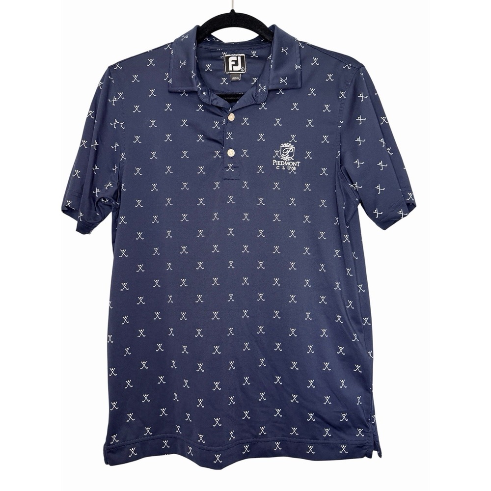 Footjoy FJ Junior Fit Large Navy White Golf Polo Piedmont Club Logo